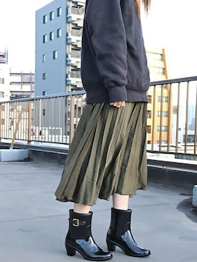 「アイテム（レインシューズ）」を使った、ZealMarket/SFWさん（レディース・161cm）の春コーディネート