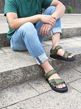 「アイテム（サンダル、グリーン系）」を使った、ZealMarket/SFWさん（メンズ・161cm）の夏コーディネート