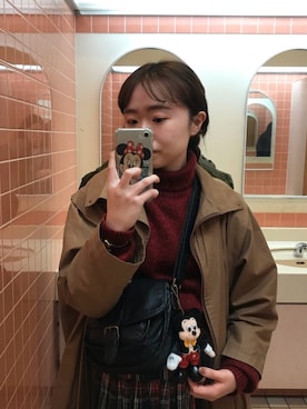 「ミッキー」｜「アイテム（ダウンジャケット/コート）」を使った、chiyukiさん（レディース・154cm）の春コーディネート