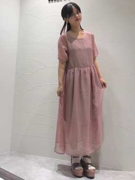 「アイテム（ワンピース、ピンク系）」を使った、merry jenny 原宿店さん（レディース・153cm）の夏コーディネート
