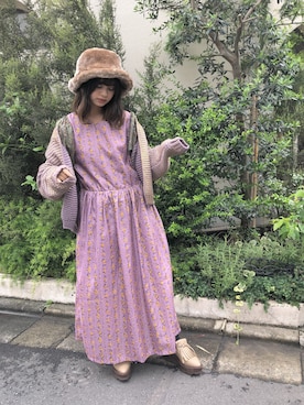 「スタッフコーデ」｜「アイテム（ワンピース/ドレス）」を使った、merry jenny 原宿店さん（レディース・153cm）の秋コーディネート