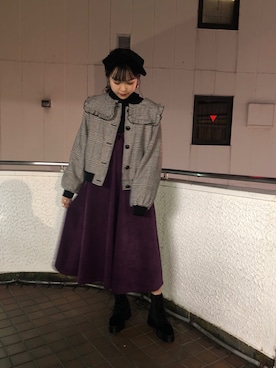 「アイテム（ワンピース/ドレス、パープル系）」を使った、merry jenny 原宿店さん（レディース・153cm）の冬コーディネート