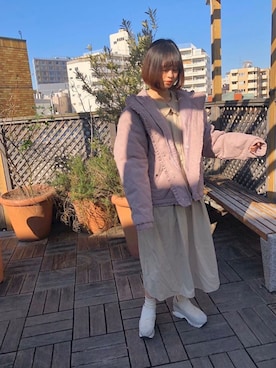 「アイテム（テーラードジャケット、ピンク系）」を使った、merry jenny 原宿店さん（レディース・153cm）の冬コーディネート