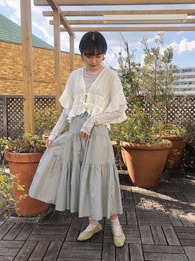 「アイテム（その他シューズ、グリーン系）」を使った、merry jenny 原宿店さん（レディース・162cm）の春コーディネート