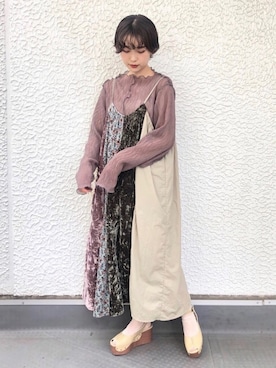 「ベロア」｜「アイテム（ワンピース/ドレス）」を使った、merry jenny 原宿店さん（レディース・162cm）の夏コーディネート