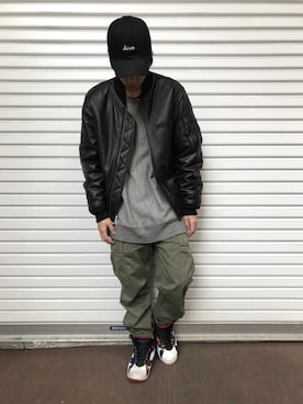 「アイテム（MA-1）」を使った、りいちさん（メンズ・168cm）の秋コーディネート