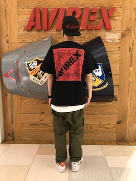 「AVIREX（アヴィレックス）の【直営店限定】エアフォース ベースキャップ/AIR FORCE BACES CAP（キャップ）」を使った、りいちさん（メンズ・168cm）の夏コーディネート