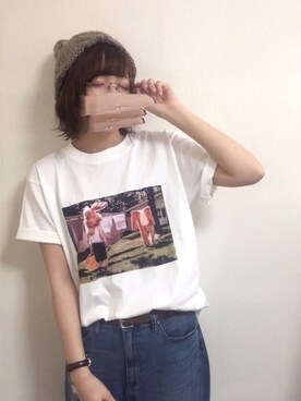 「部屋撮り」｜「アイテム（ニットキャップ/ビーニー）」を使った、たんぽぽさん（レディース・161cm）の春コーディネート