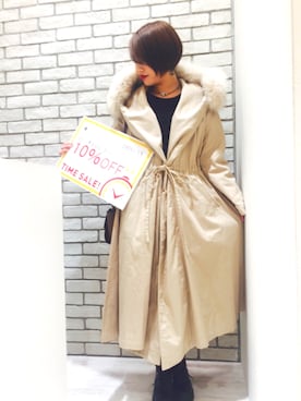 「DRWCYS（ドロシーズ）のアイテム（モッズコート）」を使った、Ayakaさん（レディース・157cm）の冬コーディネート