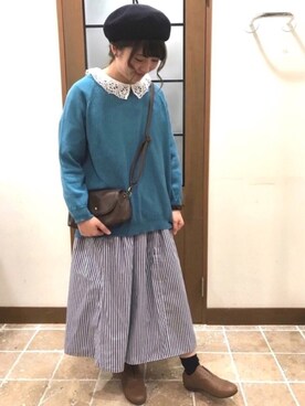 「レトロ」｜「アイテム（スリッポン）」を使った、satomiさん（レディース・152cm）の春コーディネート