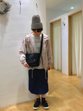 「サマンサモスモス」｜「アイテム（マウンテンパーカー）」を使った、satomiさん（レディース・152cm）の春コーディネート