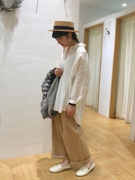 「サマンサモスモス」｜「アイテム（スリッポン）」を使った、satomiさん（レディース・152cm）の春コーディネート