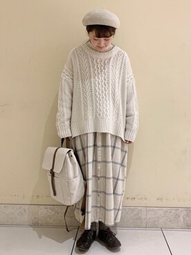 「TSUHARU by Samansa Mos2（ツハルバイサマンサモスモス）のアイテム（ハンチング/ベレー帽）」を使った、satomiさん（レディース・152cm）の秋コーディネート