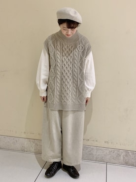 「TSUHARU by Samansa Mos2（ツハルバイサマンサモスモス）のアイテム（ハンチング/ベレー帽）」を使った、satomiさん（レディース・152cm）の冬コーディネート