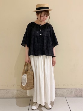 「ペーパーバッグ」｜「アイテム（その他）」を使った、satomiさん（レディース・152cm）の春コーディネート