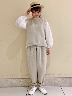 「TSUHARU by Samansa Mos2（ツハルバイサマンサモスモス）のアイテム（デニムパンツ）」を使った、satomiさん（レディース・152cm）の春コーディネート
