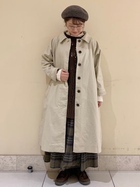 「秋のマイ旬スタイル」｜「アイテム（ハンチング/ベレー帽）」を使った、satomiさん（レディース・152cm）の秋コーディネート