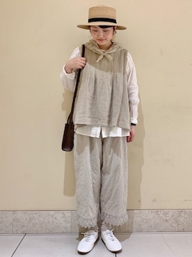 「レースパンツ」｜「アイテム（その他アウター）」を使った、satomiさん（レディース・152cm）の春コーディネート