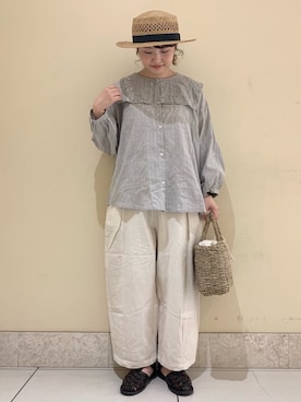 「アイテム（帽子）」を使った、satomiさん（レディース・152cm）の春コーディネート