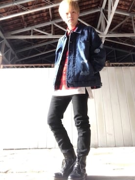 「MinoriTY（マイノリティ）のアイテム（デニムジャケット）」を使った、Mひろさん（メンズ・166cm）の冬コーディネート