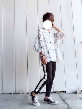 「アイテム（バングル/リストバンド）」を使った、Mひろさん（メンズ・166cm・20代）の夏コーディネート