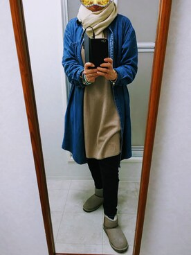 「BEARPAW（ベアパウ）のアイテム」を使った、ribenjicyanさん（レディース・156cm）の冬コーディネート