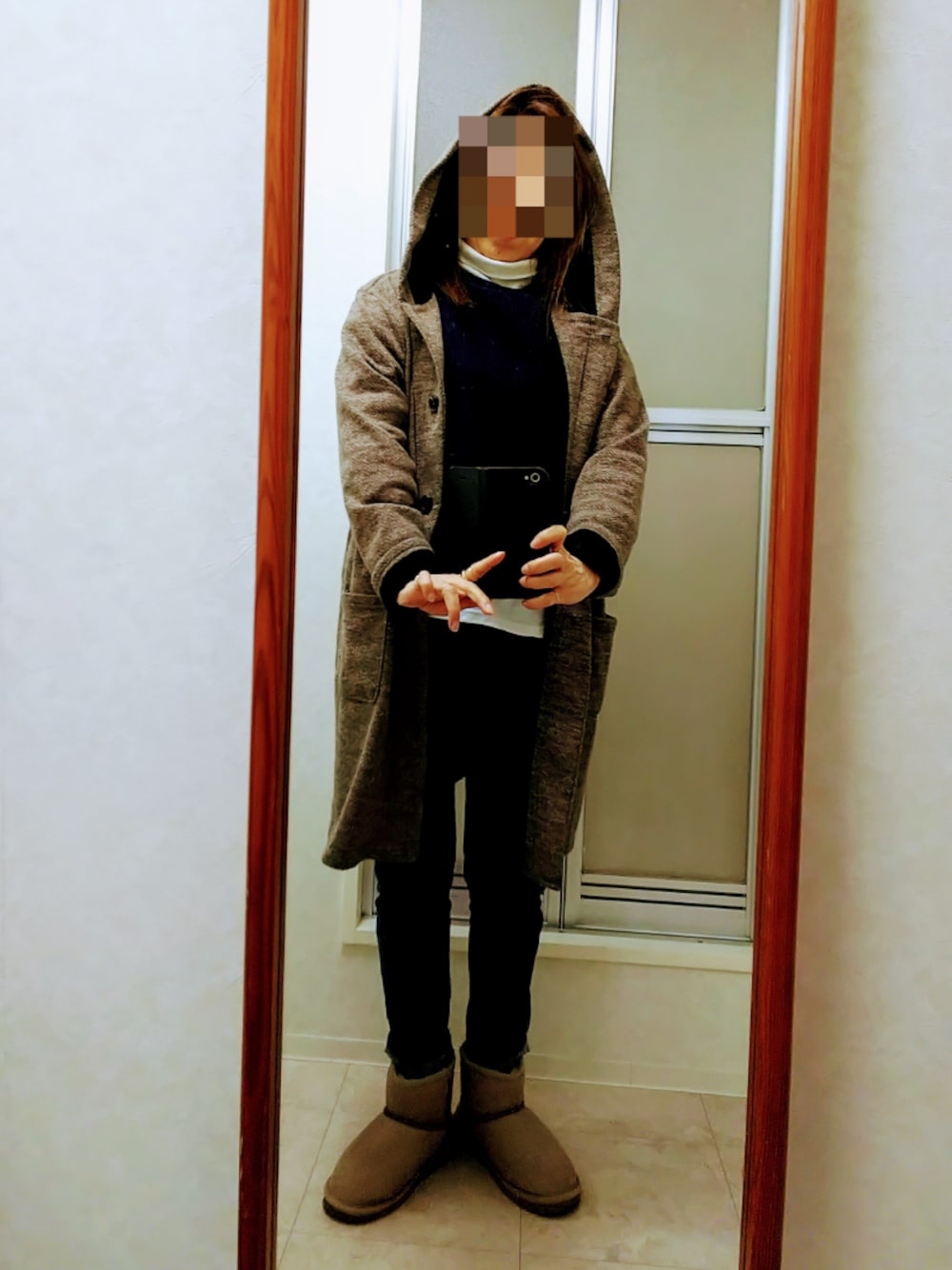 「Honeysのアイテム（ニット/セーター、ブルー系）」を使った、ribenjicyanさん（レディース・156cm）の春コーディネートの1枚目の写真
