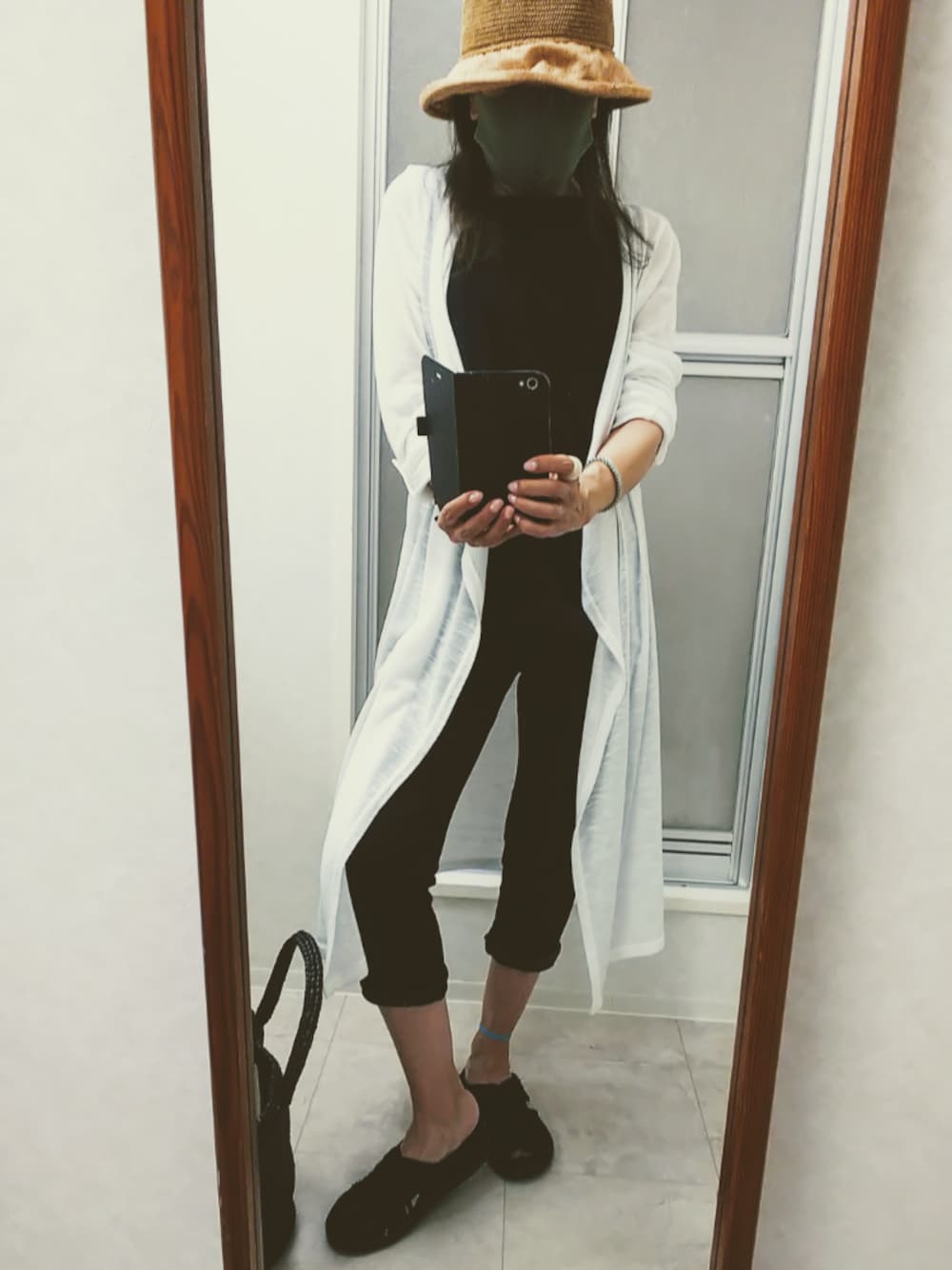「SPINASHのアイテム（カーディガン/ボレロ、ホワイト系）」を使った、ribenjicyanさん（レディース・157cm）の夏コーディネートの1枚目の写真