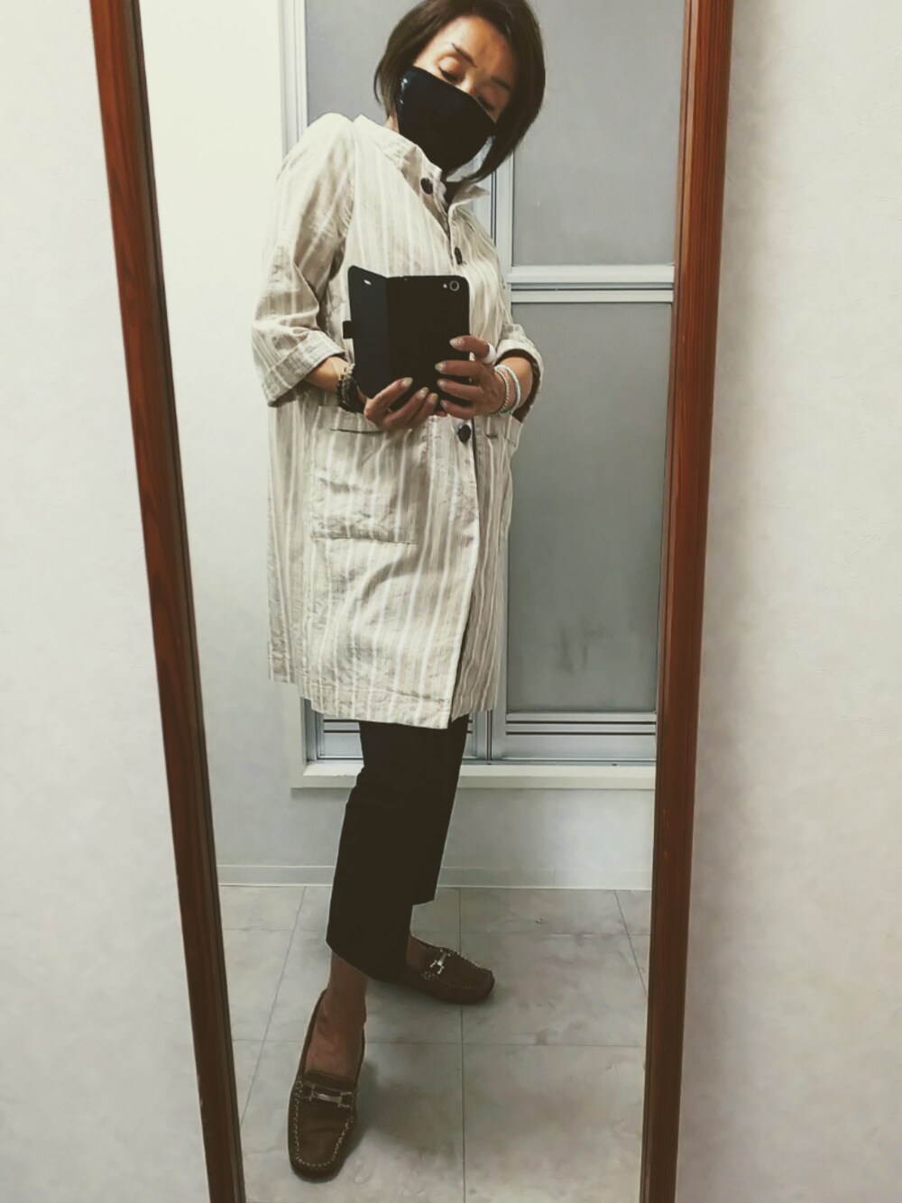 「JUNKO SHIMADAのアイテム（ワンピース/ドレス、ベージュ系）」を使った、ribenjicyanさん（レディース・157cm）の秋コーディネートの1枚目の写真