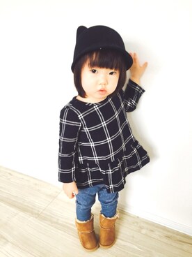 「OLD NAVY（オールドネイビー）のアイテム（トップス、ブラック系）」を使った、as.maaaさん（キッズ）の春コーディネート