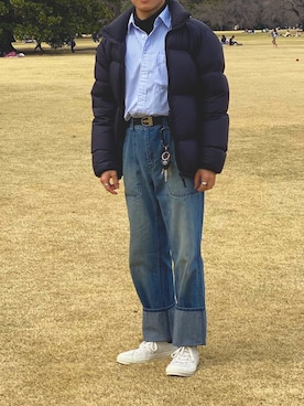 「JW Anderson（ジェイダブリューアンダーソン）のアイテム（デニムパンツ）」を使った、koshoさん（メンズ・164cm）の春コーディネート