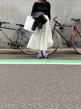 「STUDIOUS（ステュディオス）のアイテム（ライダースジャケット）」を使った、후후훈이さん（レディース・159cm）の秋コーディネート
