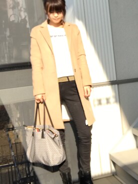 「スプリングSENSEOFPLACE」｜「アイテム（チェスターコート）」を使った、aoi...さん（レディース・163cm）の春コーディネート