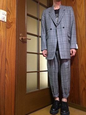 「SHAREEF（シャリーフ）のアイテム（テーラードジャケット）」を使った、わっきーさん（メンズ・173cm）の春コーディネート
