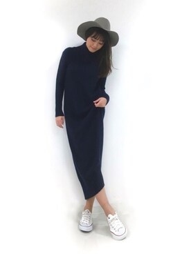 「DRWCYS（ドロシーズ）のアイテム（帽子）」を使った、はらだゆかさん（レディース・160cm）の冬コーディネート