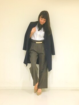 「DRWCYS（ドロシーズ）のアイテム（チェスターコート）」を使った、はらだゆかさん（レディース・160cm）の冬コーディネート