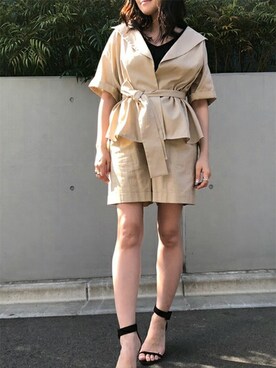 「DRWCYS（ドロシーズ）のアイテム（その他アウター）」を使った、はらだゆかさん（レディース・160cm）の春コーディネート