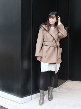 「DRWCYS（ドロシーズ）のアイテム（その他アウター）」を使った、はらだゆかさん（レディース・160cm）の冬コーディネート