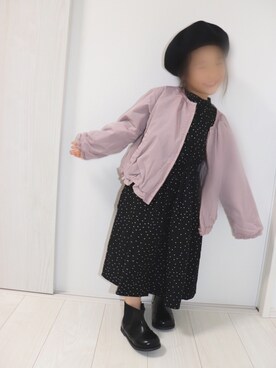 「BRANSHES（ブランシェス）のアイテム（ノーカラージャケット）」を使った、®️®️®️さん（キッズ・90cm）の秋コーディネート