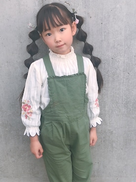 「BRANSHES（ブランシェス）のアイテム（オールインワン・サロペット）」を使った、noaさん（キッズ・110cm）の春コーディネート