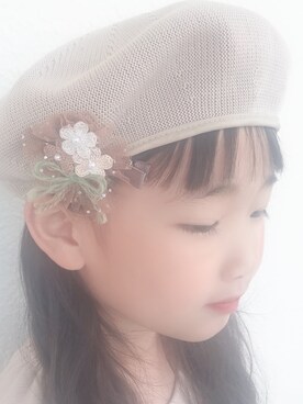 「petit main」｜「アイテム（ハンチング/ベレー帽）」を使った、noaさん（キッズ・110cm）の春コーディネート