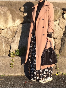 「TIMEX（タイメックス）のTIMEX ヌバックベルト（アナログ腕時計）」を使った、ayumiさん（レディース・154cm）の冬コーディネート