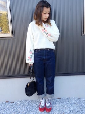 「ドラフトリーバイス」｜「アイテム（その他）」を使った、ayumiさん（レディース・154cm）の冬コーディネート