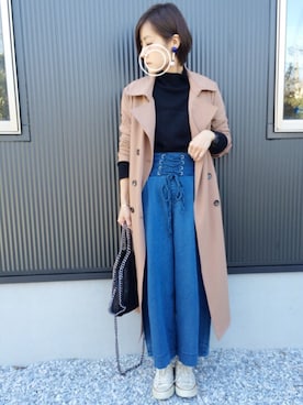 「スプリングSENSEOFPLACE」｜「アイテム（トレンチコート）」を使った、ayumiさん（レディース・154cm）の春コーディネート