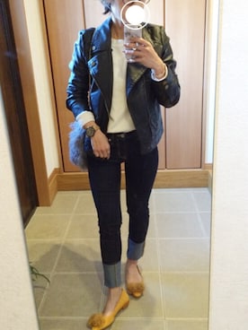 「TIMEX（タイメックス）のTIMEX ヌバックベルト（アナログ腕時計）」を使った、ayumiさん（レディース・154cm）の春コーディネート