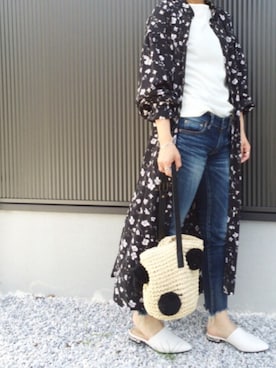 「Ungrid（アングリッド）のインディゴフレイドヘムストスリ（デニムパンツ）」を使った、ayumiさん（レディース・154cm）の春コーディネート