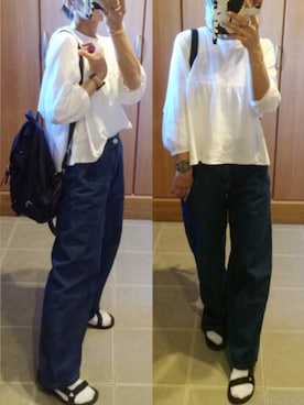 「TIMEX（タイメックス）のTIMEX ヌバックベルト（アナログ腕時計）」を使った、ayumiさん（レディース・154cm）の夏コーディネート