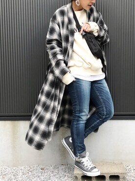「BEAMS（ビームス）のアイテム（その他アウター）」を使った、ayumiさん（レディース・154cm）の春コーディネート
