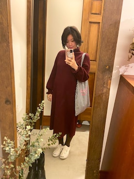 「ジャックパーセル」｜「アイテム（ワンピース/ドレス）」を使った、ちぁきさん（レディース・155cm）の冬コーディネート