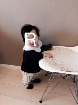 「アイテム（スタイ/よだれかけ、グレー系）」を使った、take_to_moさん（キッズ・70cm）の秋コーディネート